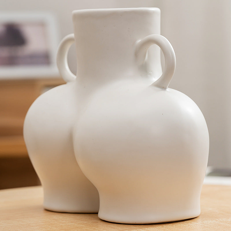 Artificial human body art dry flower vase